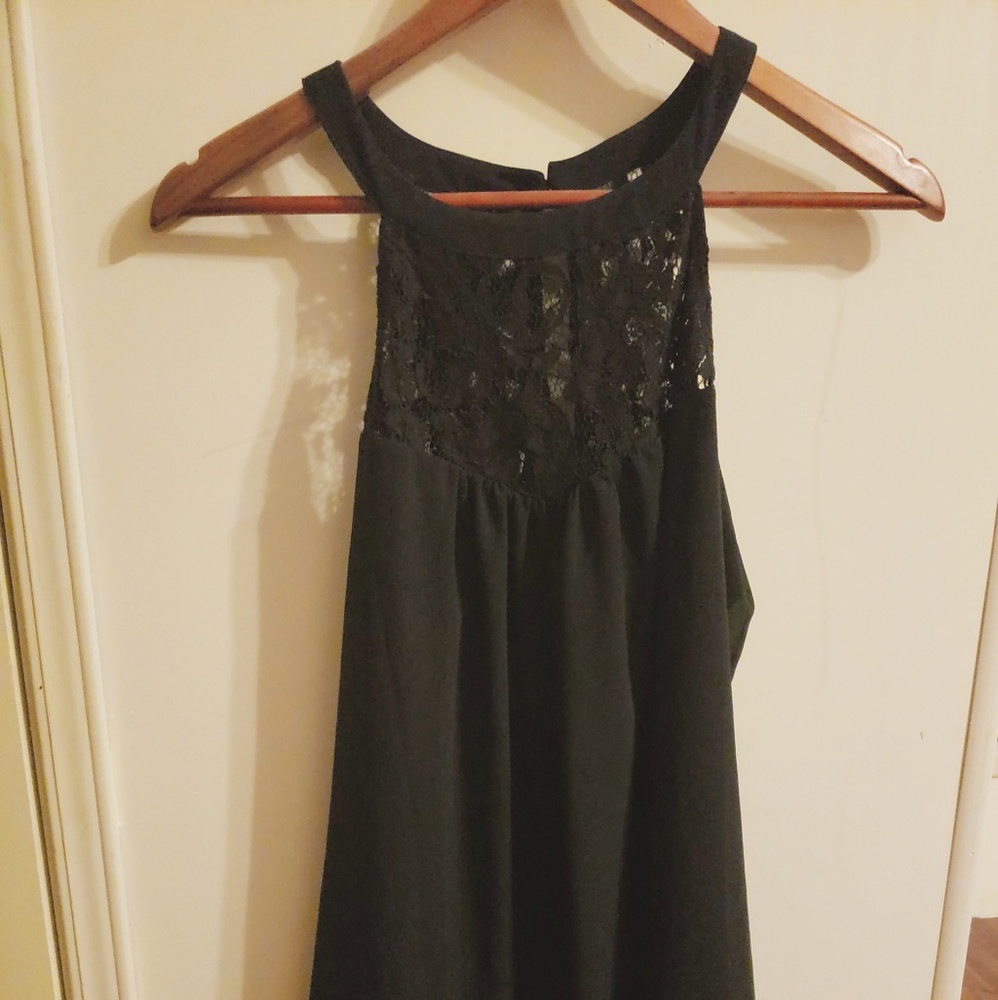 Black long chiffon top